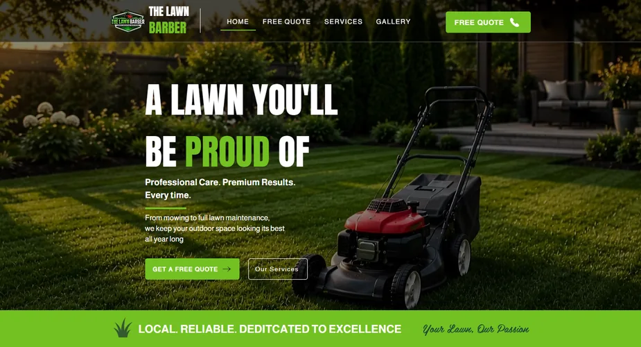 The Lawn Barber desktop website