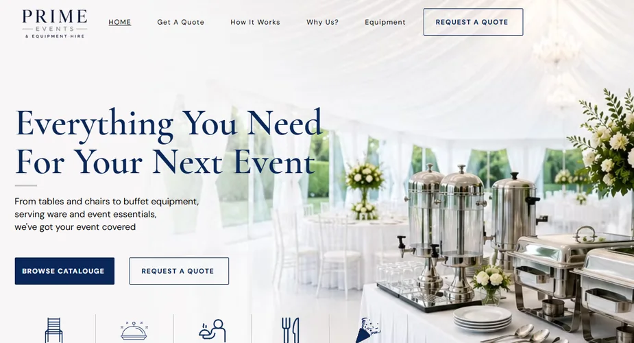 Prime Events desktop website