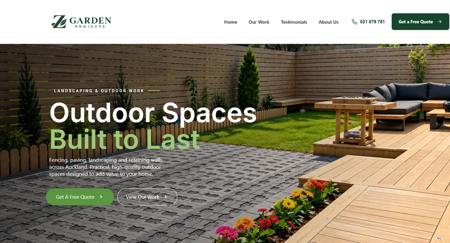 Z Garden Projects desktop website