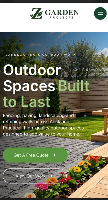 Z Garden Projects mobile website